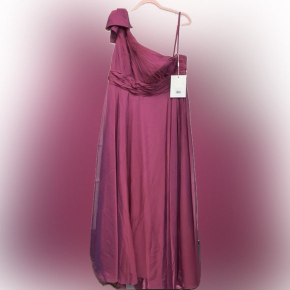 NWT Mac Duggal Sz 16 Elegant One-Shoulder Raspberry Dress 67476 - Picture 4 of 5